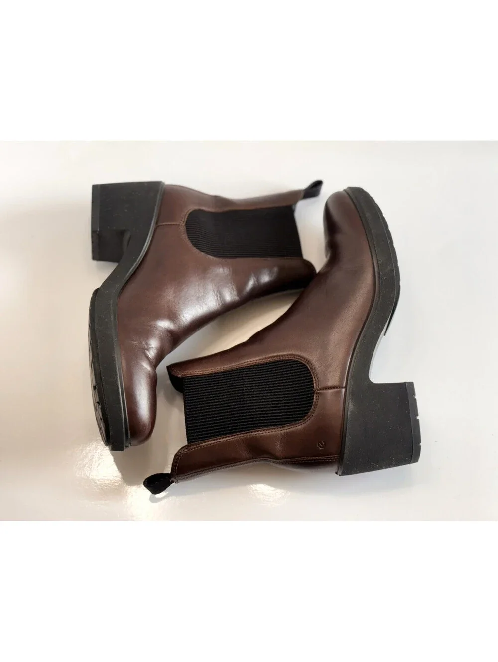 ECCO Metropole Zuric Chelsea Ankle Boots Women's Sz 9.5 Brown Leather Block Heel